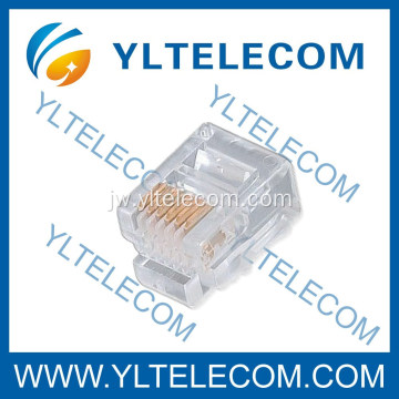 Plug modular rj12 6p6c kanggo kabel padhet